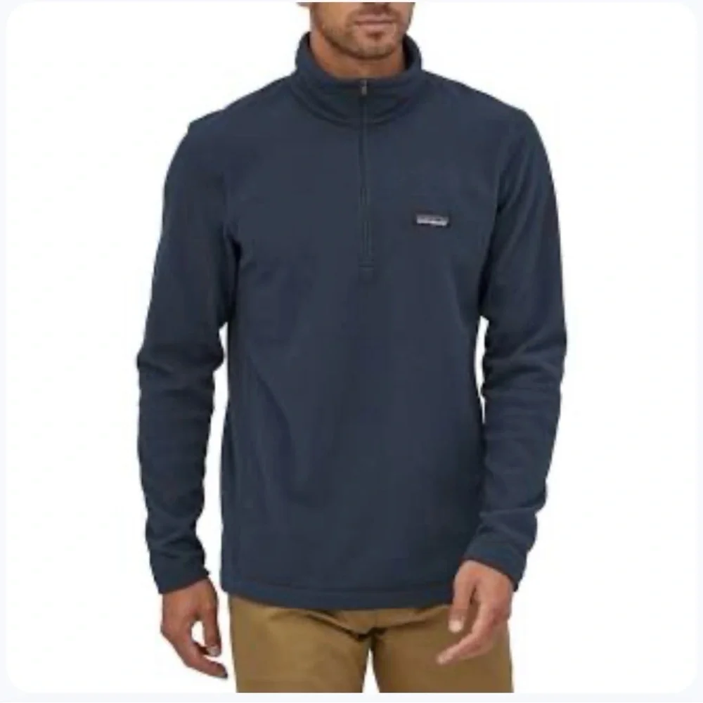 Patagonia Men’s Micro D Fleece Pullover Navy Blue Quarter Zip Size Small
